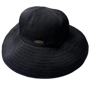 Panama Jack Black Brim Fabric Foldable Hat BEACH BOHO UNISEX OS